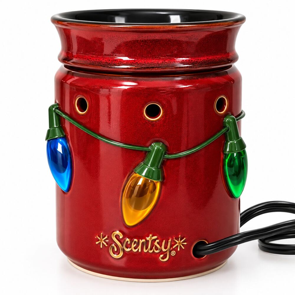 Scentsy Holiday Lights Christmas Wax Warmer Full Size Red Festive Holiday